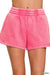 Acid Washed Elastic Waistband Dolphin Shorts Zenana