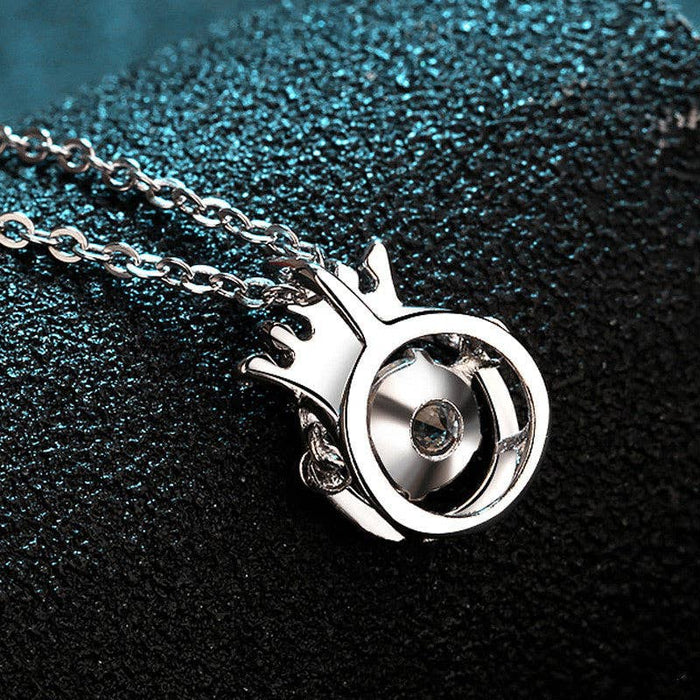 Moissanite Crown Pendant Necklace in 925 Sterling Silver  0.5ct