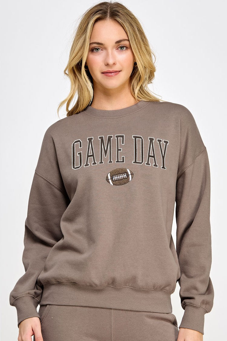 Fleece Relaxed Fit Sweatshirt With Game Day Embroidery