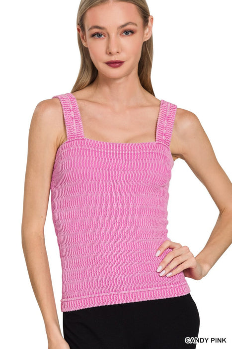Seamless Wrinkle Stone Washed Tank Top ZENANA