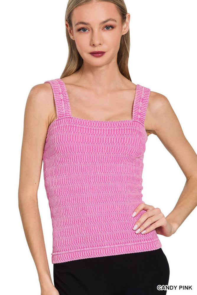 Seamless Wrinkle Stone Washed Tank Top ZENANA