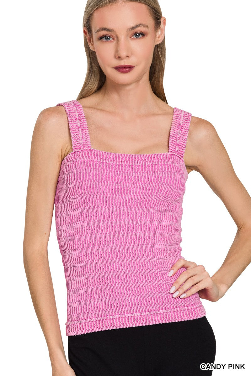 Seamless Wrinkle Stone Washed Tank Top