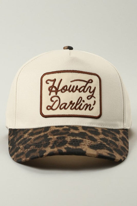 Howdy Darlin' Embroidered Leopard Brim Trucker Hat Fashion City