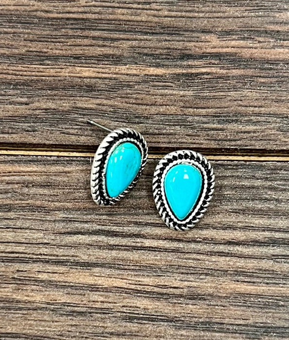 Drop Stone Stud Earrings