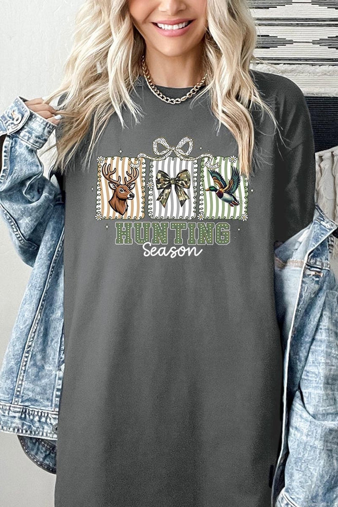 Deer Duck Hunting Season Graphic Heavy Cotton Tee