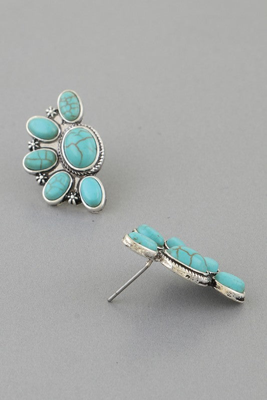 Antique Half Flower Stud Earrings H&D Accessories