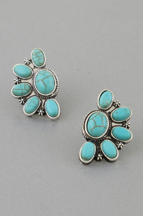 Antique Half Flower Stud Earrings H&D Accessories