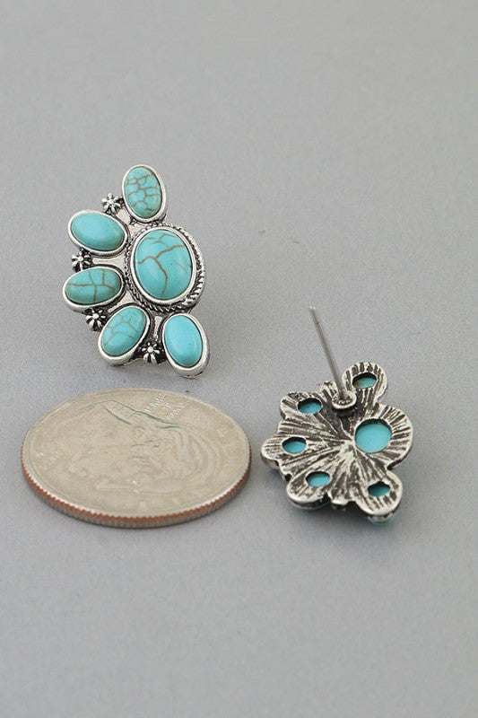 Antique Half Flower Stud Earrings H&D Accessories