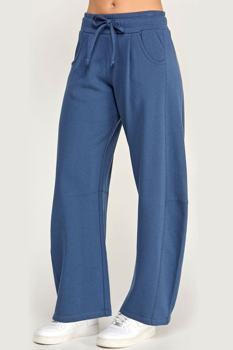 Fleece Baggy Barrel Leg Fit Mid Rise Sweatpants