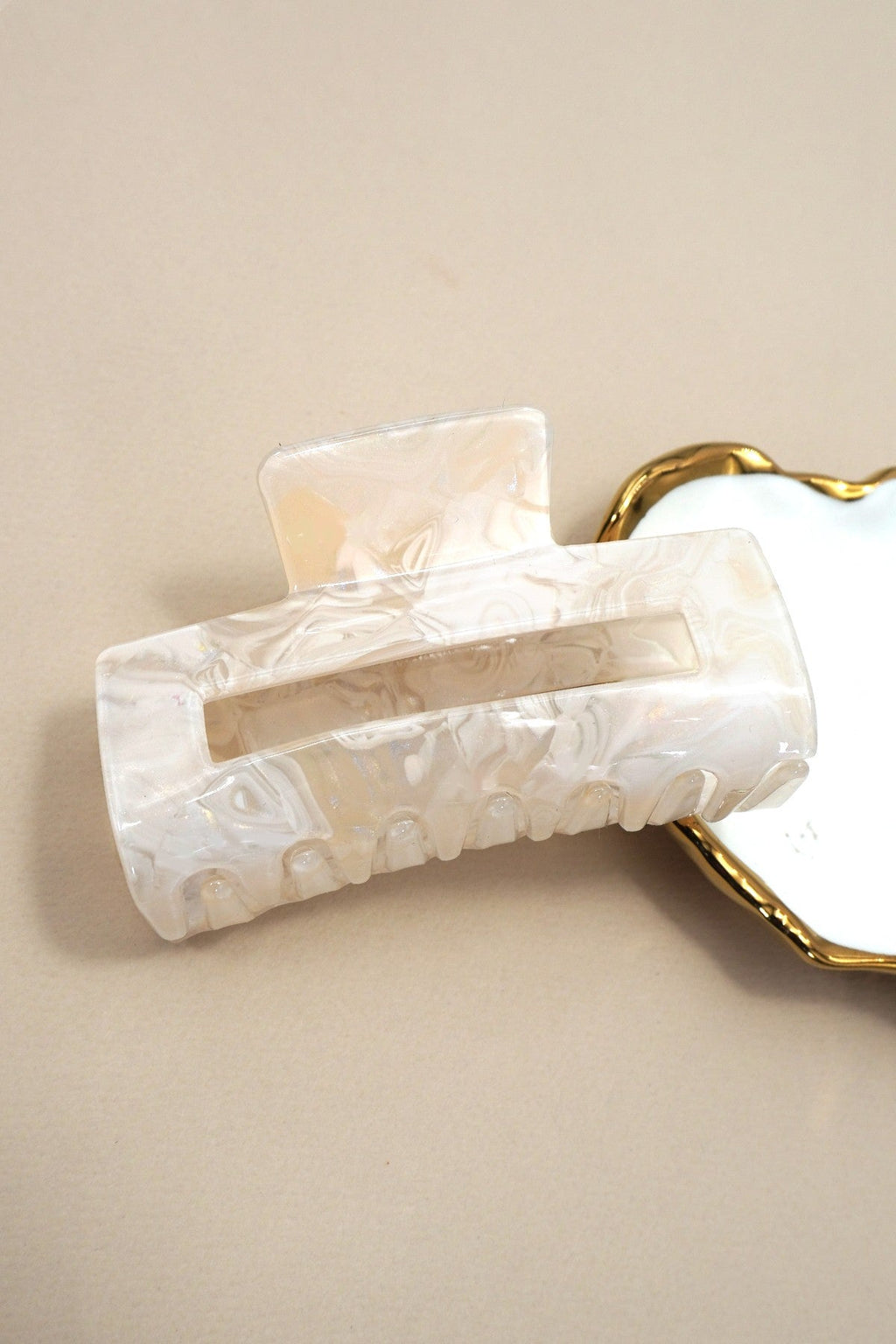 Marbled Acetate Rectangle Hair Claw Clips
