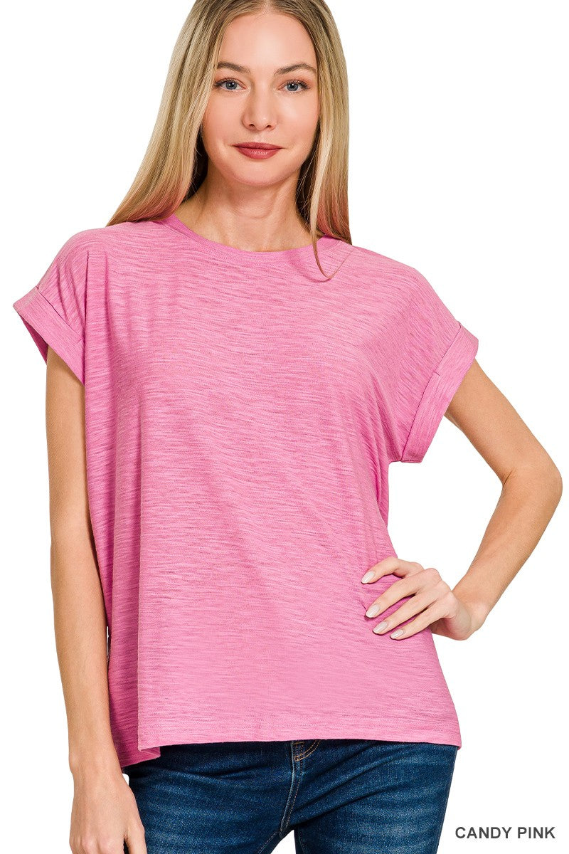 Slub Cuffed Sleeve Tee
