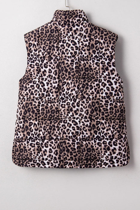 Leopard Quilted Puff Vest Dear lover