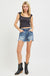 High Rise Distressed Washed Step Side Hem Shorts Risen Jeans
