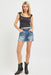 High Rise Distressed Washed Step Side Hem Shorts Risen Jeans