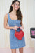 Denim Button Down Sleeveless Mini Dress Blu Pepper