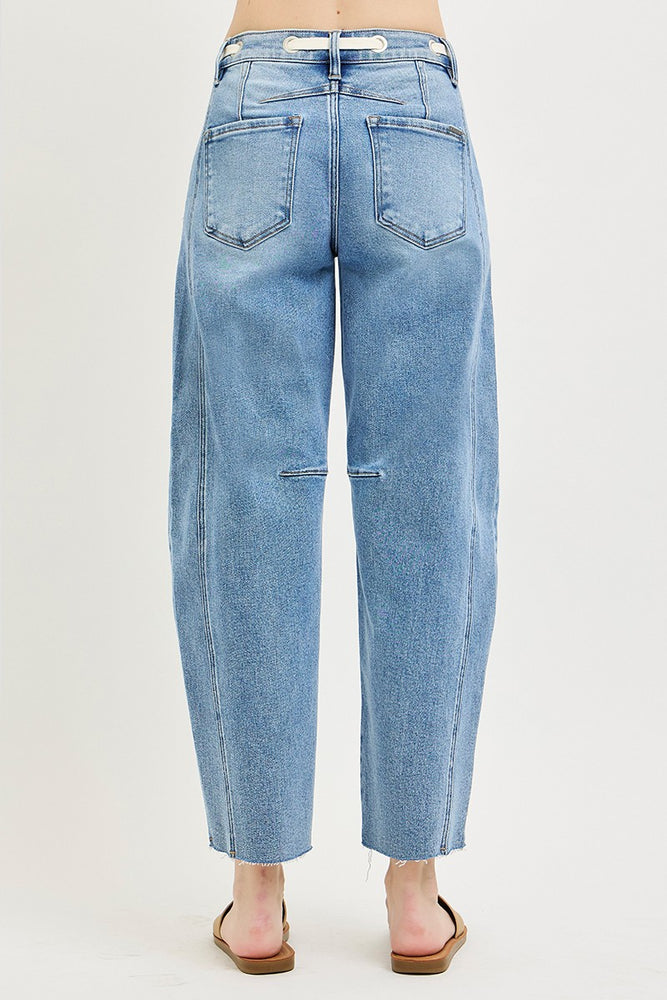 Risen Slouchy Ankle Barrel Jeans with Drawstring - Light view 5