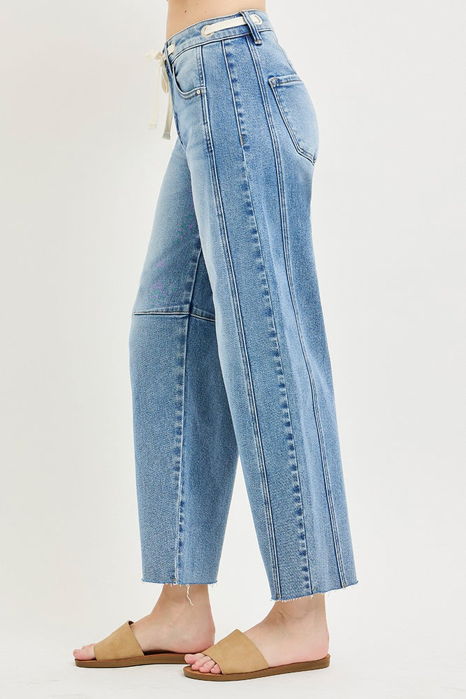 Risen Slouchy Ankle Barrel Jeans with Drawstring - Light view 4