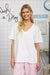 Washed Relaxed Short Sleeve V Neck Knit Top Blu Pepper