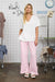 Washed Relaxed Short Sleeve V Neck Knit Top Blu Pepper