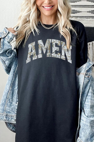 Amen Camo Wood Graphic Heavy Cotton Tee