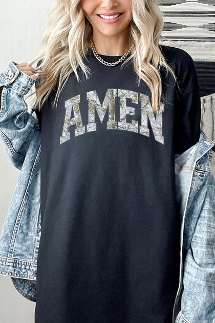 Amen Camo Wood Graphic Heavy Cotton Tee