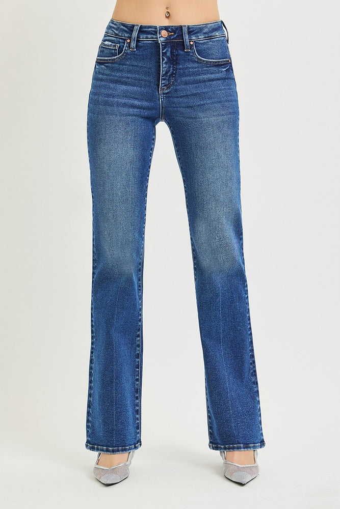 Risen Tummy Control High Rise Straight Jeans - Dark view 3