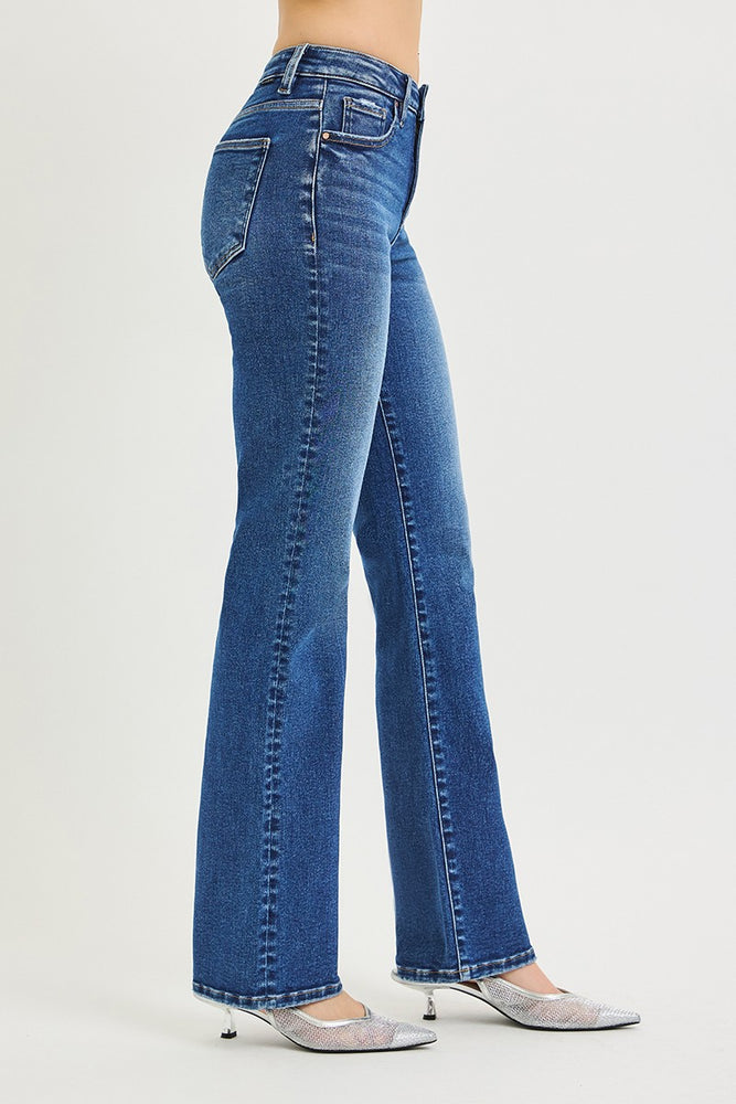 Risen Tummy Control High Rise Straight Jeans - Dark view 4