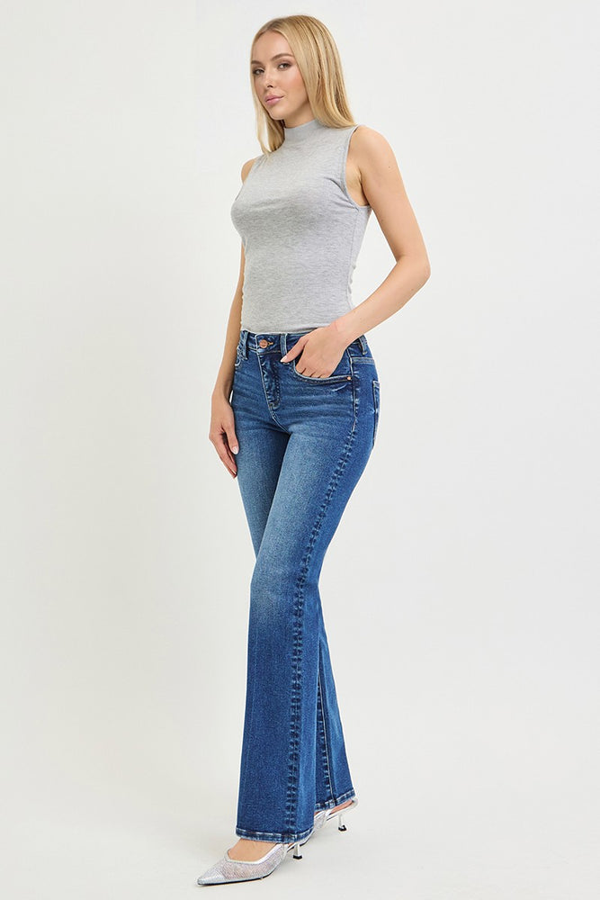 Risen Tummy Control High Rise Straight Jeans - Dark view 8