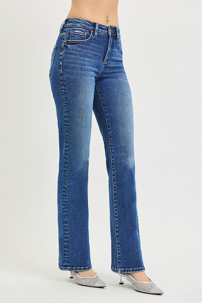 Risen Tummy Control High Rise Straight Jeans - Dark view 5