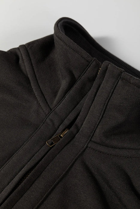 Waffle Knit Half Zipped Sweatshirt