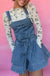 Sky Blue Buckle Straps Tied Backless Flared Denim Romper Dear lover