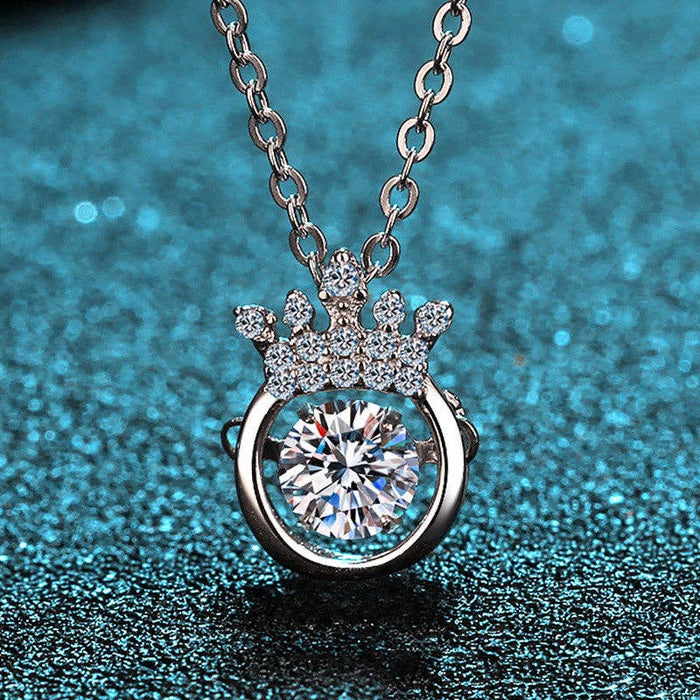 Moissanite Crown Pendant Necklace in 925 Sterling Silver  0.5ct