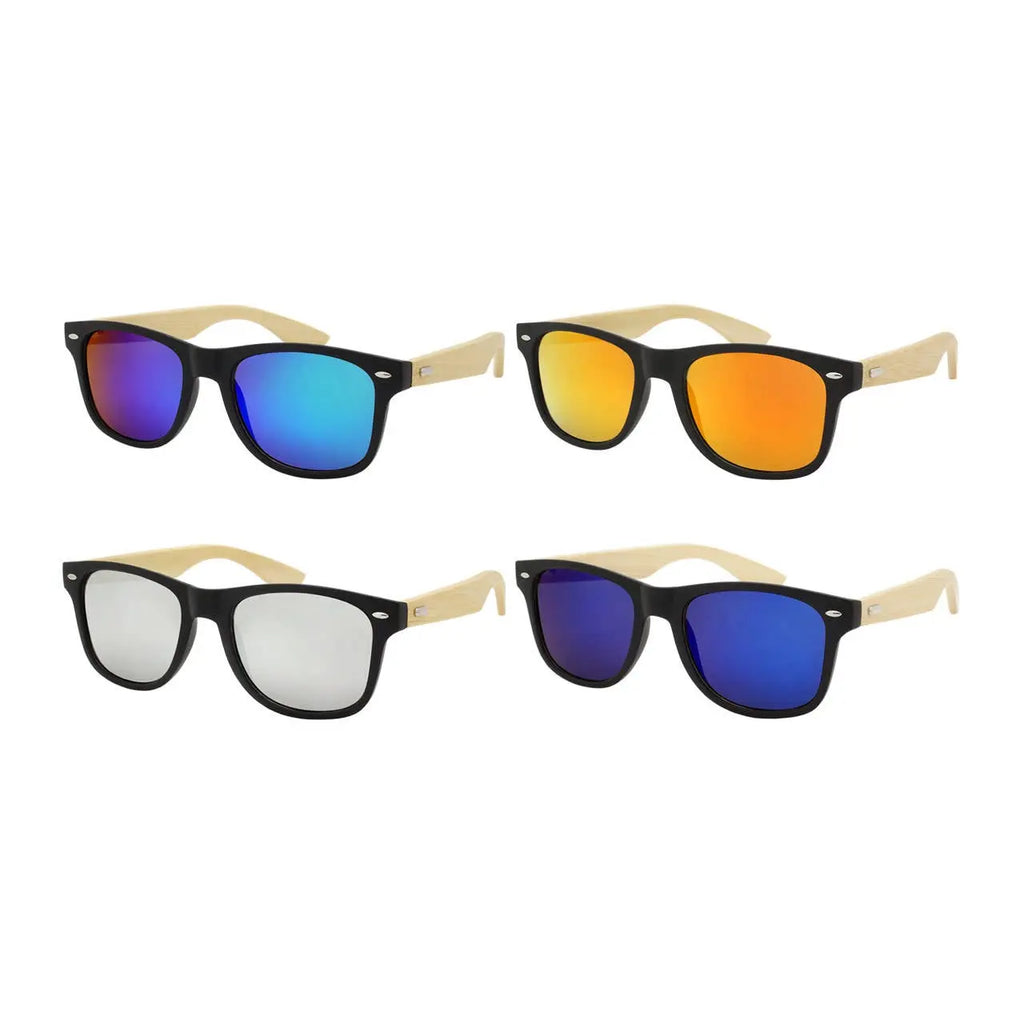 Classic Frame Bamboo Mirror Lens Unisex Mens Womens Sunnies