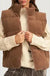 Corduroy Stand Neck Zipped Puffer Vest Dear lover