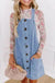 Beau Blue Wide Strap Button Front Pocketed Denim Mini Dress Dear lover