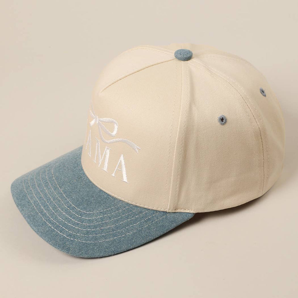 MAMA Ribbon Embroidered Two-Tone Trucker Hat Fashion City