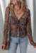 Leopard Sheer Long Sleeve V Neck Lace Top Dear lover
