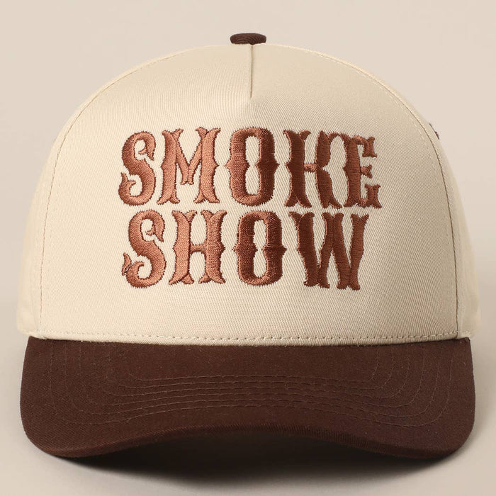 SMOKE SHOW Typographic Embroidery Baseball Cap Fashion City