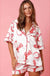 White Full Pattern Shirt and Shorts Satin Pajama Set Dear lover