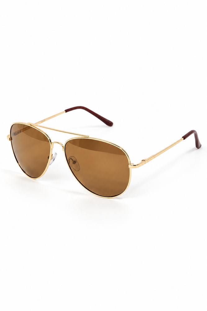 Double Bridge Aviator Sunglasses - Amber Brown