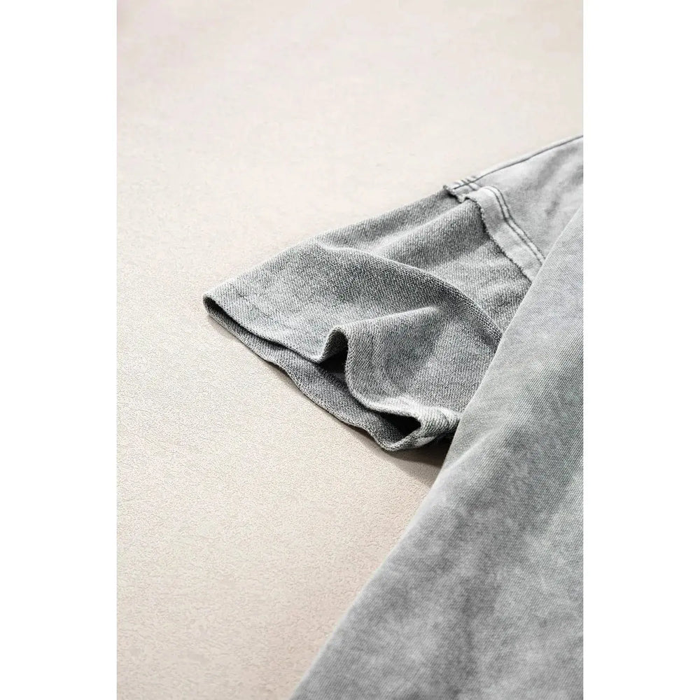 Philippine Gray Mineral Wash Exposed Seam Drop Shoulder Oversized Tee Dear lover