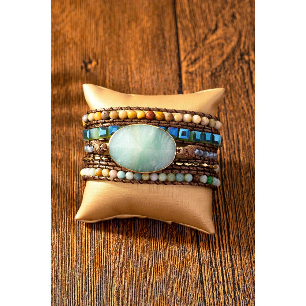 34 Inch 5 Wraps Natural Stone Boho Bracelet - LECCE