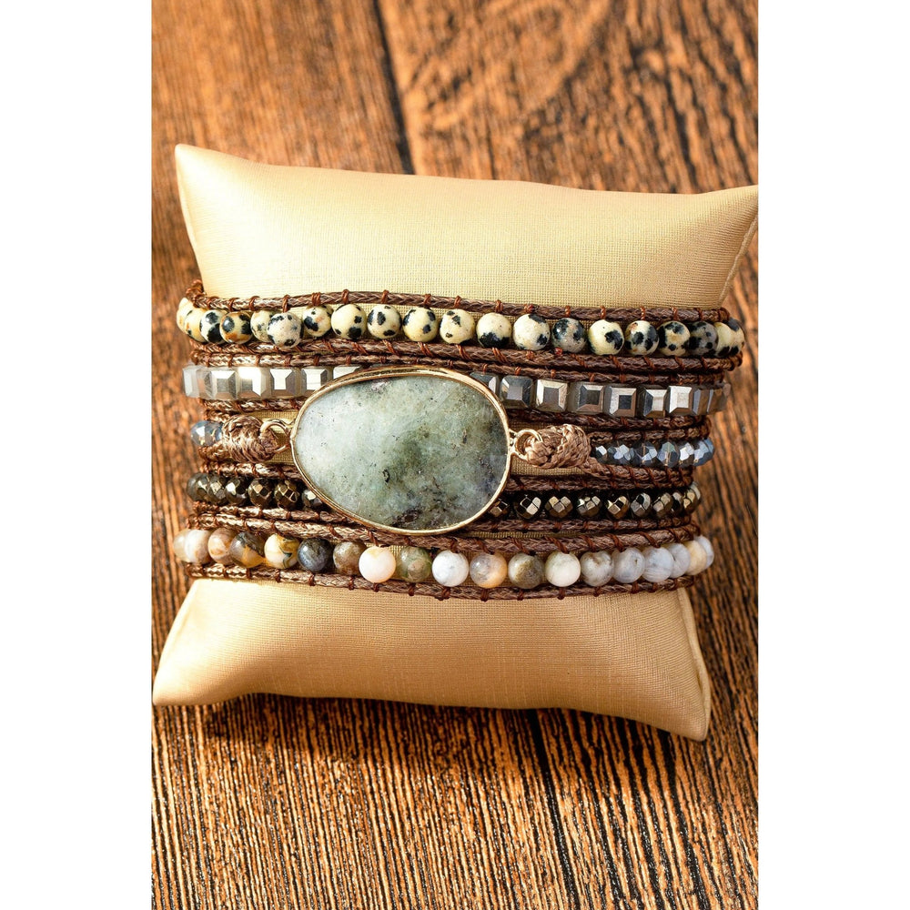 34 Inch 5 Wraps Natural Stone Boho Bracelet - LECCE