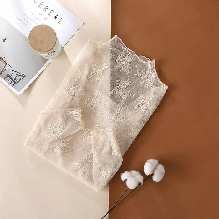 Floral Lace Sheer Mesh Layering Top