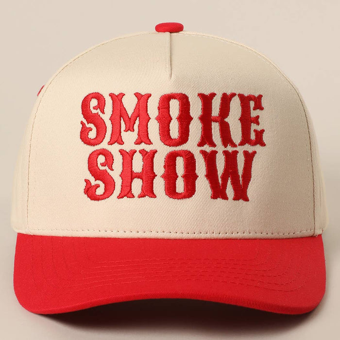 SMOKE SHOW Typographic Embroidery Baseball Cap Fashion City