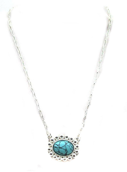 Western Turquoise Oval Necklace Snowing West