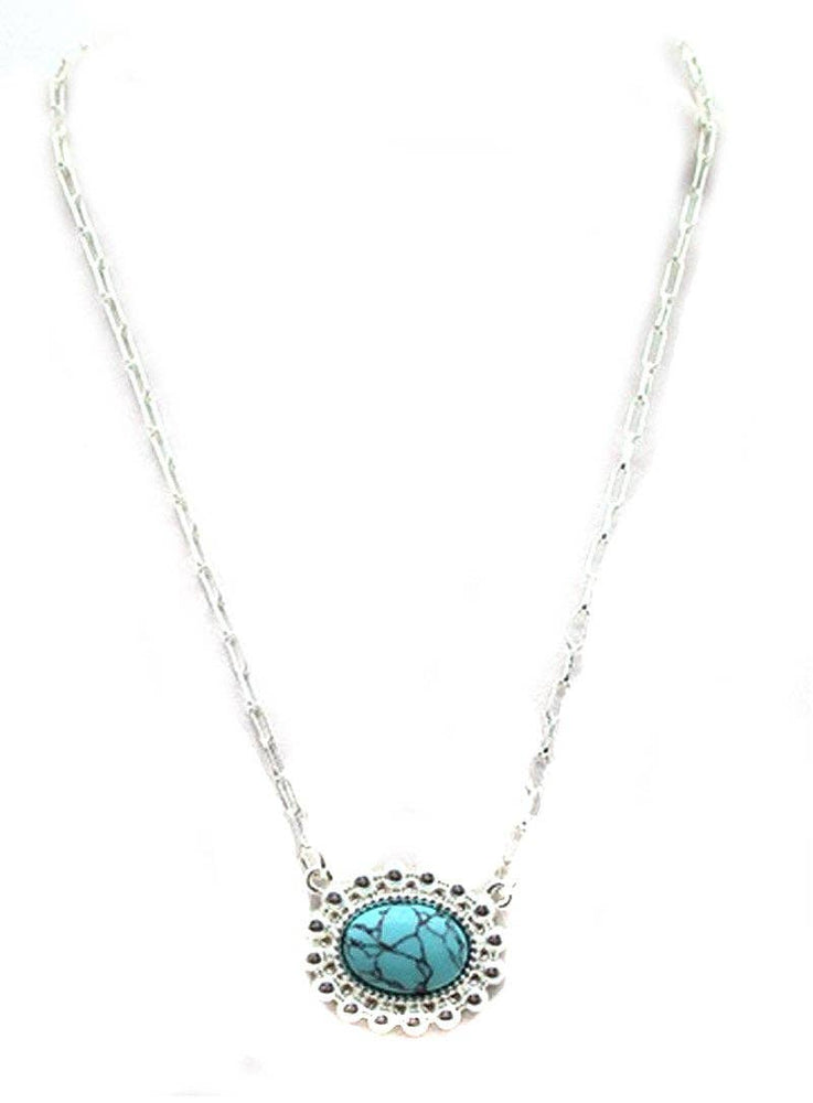 Western Turquoise Oval Necklace Snowing West