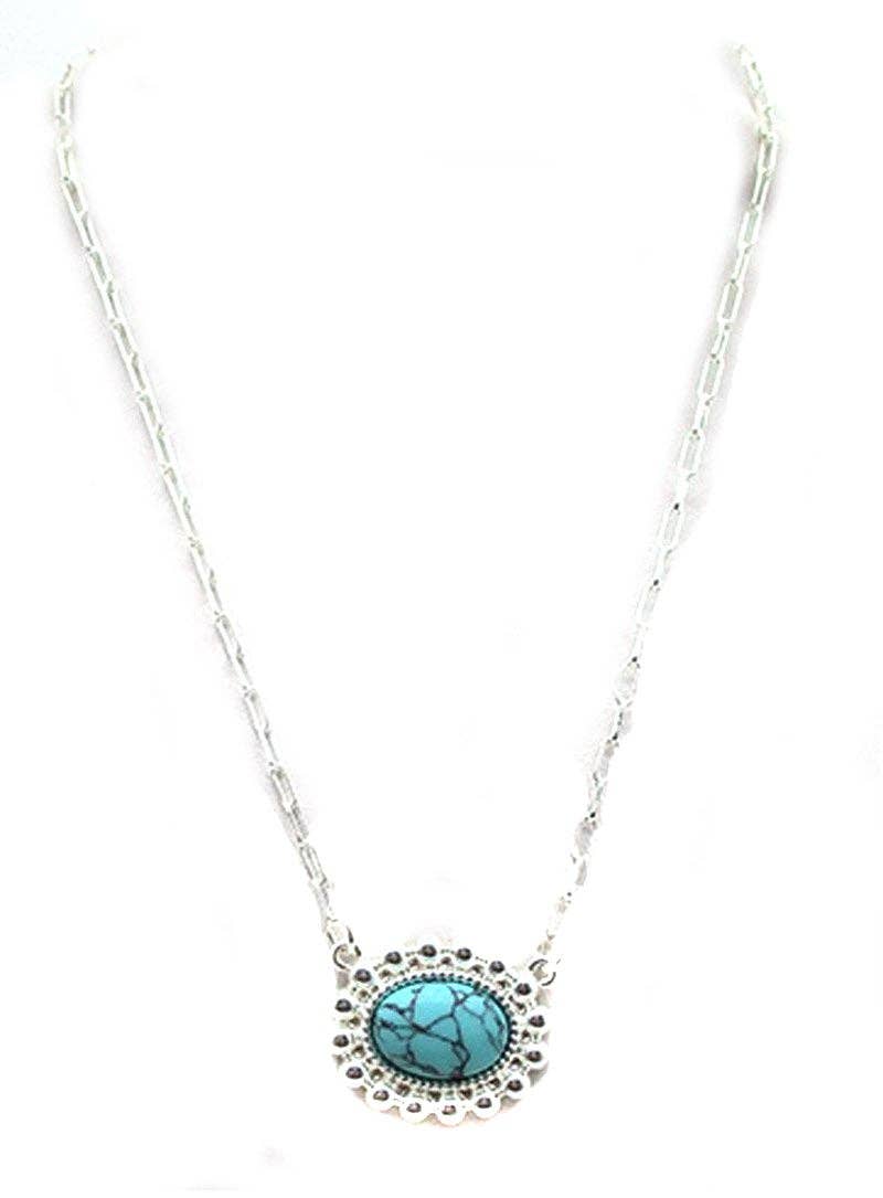 Western Turquoise Oval Necklace