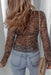Leopard Sheer Long Sleeve V Neck Lace Top Dear lover