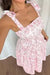 Pink Floral Print Knot Straps High Waist Flared Maxi Dress Dear lover